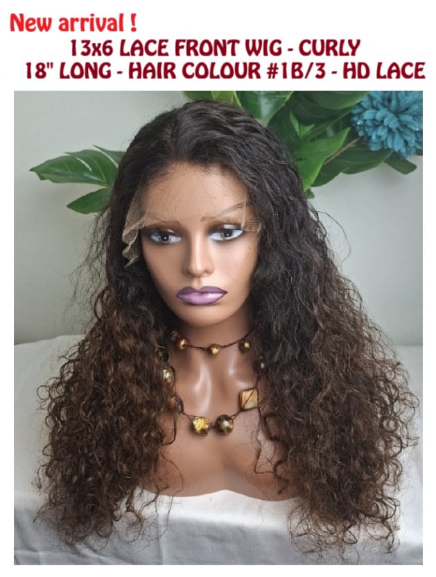 13x6 Lace front wig,Indian virgin, curly, 18 inches long