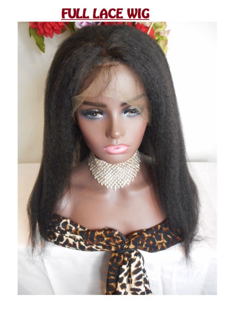 Burmese Virgin full lace wig, 18 inches, kinky straight