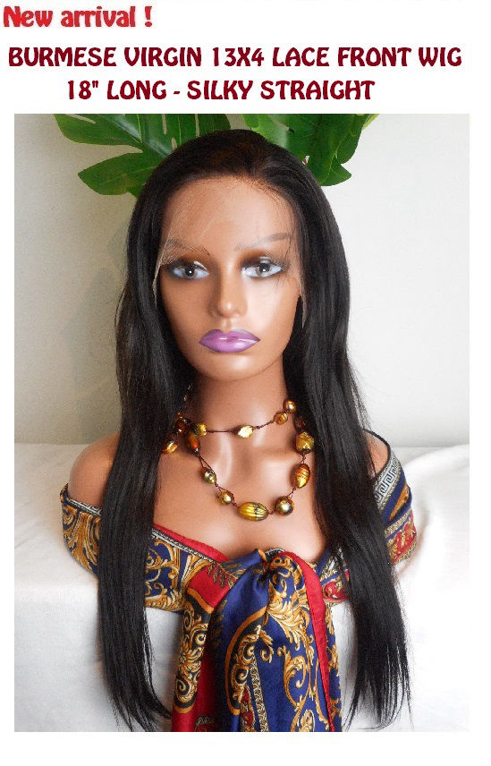 Burmese Virgin Lace Front wig, 18inches long, silky straight