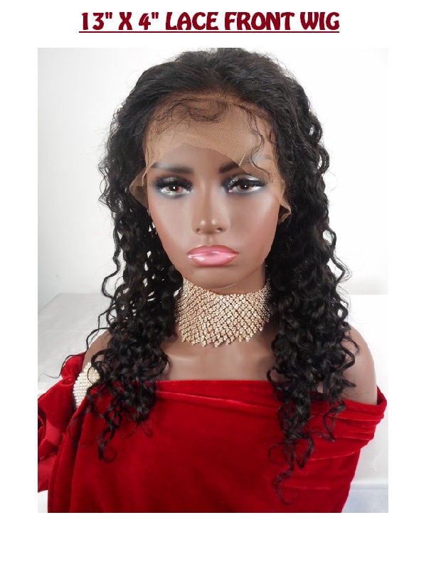 Burmese Remy 13X4 lace front wig, 18 inches, curly, natural hair colour