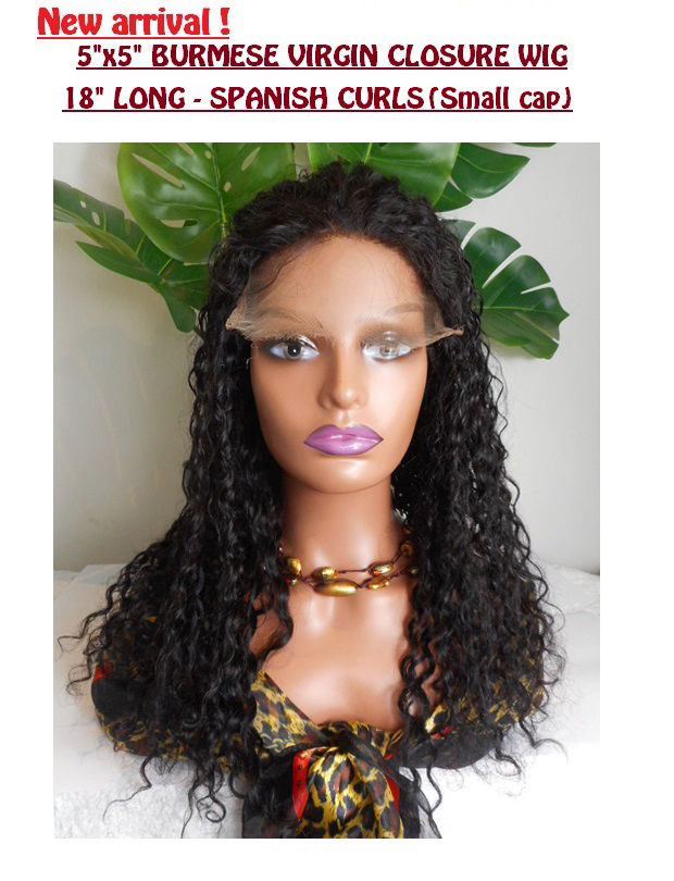 100% Burmese Virgin, 5x5 closure wig, spanish curls