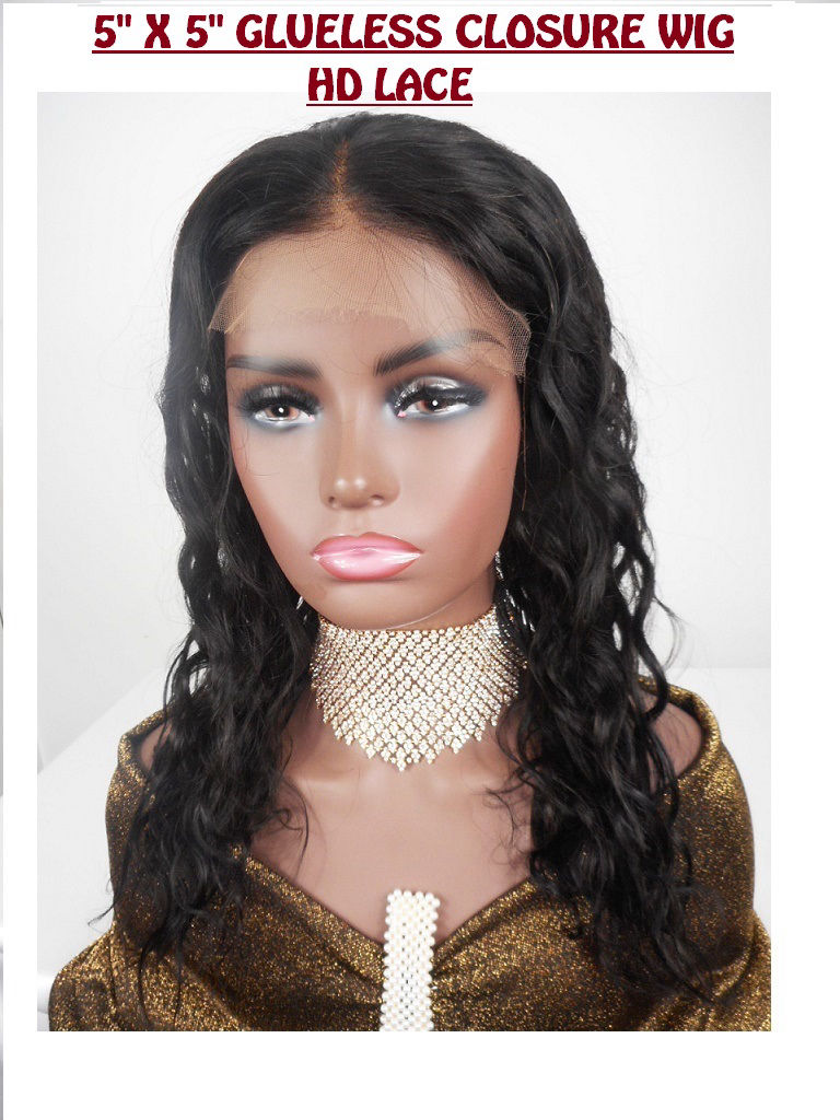 Indian Remy, 16 inches closure wig, natural dark brown