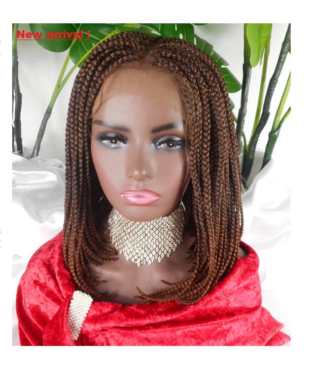 Synthetic braided lace front wig, 14 inches, #1b/30