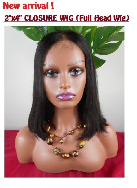 Burmese Remy closure wig, silky straight, 12 inches,